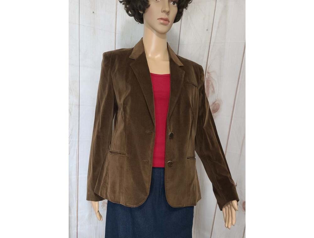 JC Penny's Collections Chocolate Brown Velveteen Tailored Blazer Women S